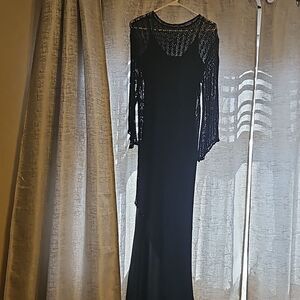 Beautiful black gown - knitted fabric over satin